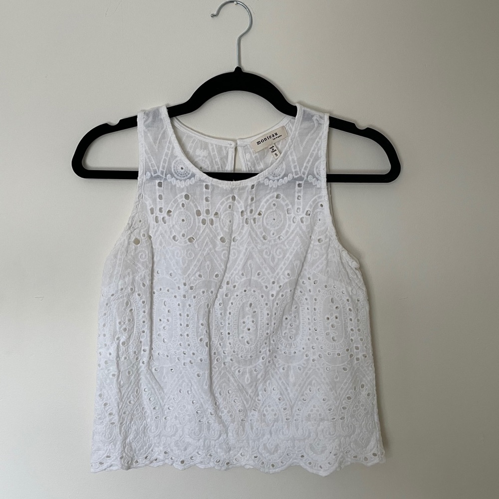 Monteau Los Angeles Crochet Overlay Top